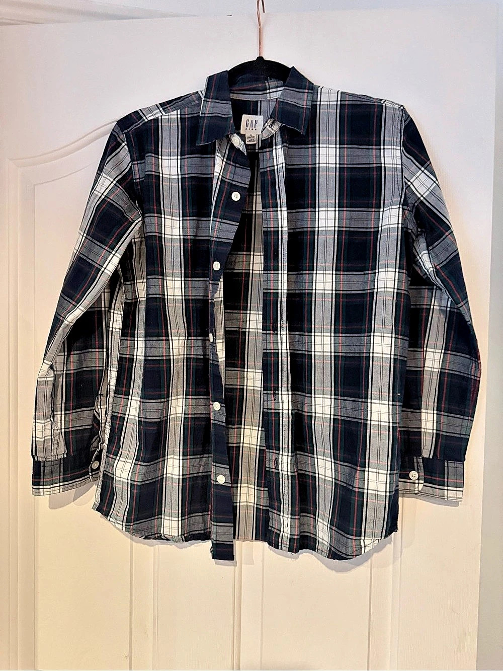 GAP Boys Plaid Button Down Cotton Size XL Like New